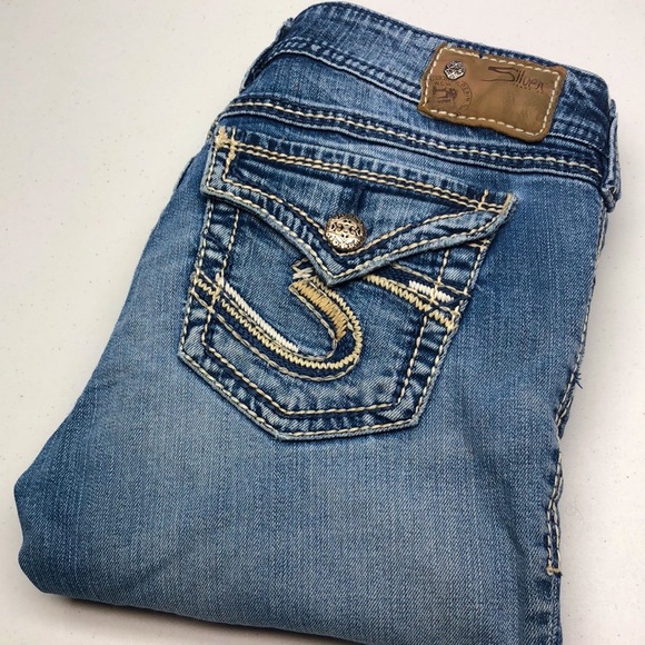VINTAGE SILVER SUKI SURPLUS BOOTCUT JEANS 28x30” 99% COTTON !! 🦋
